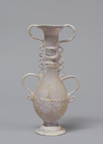 Shari Mendelson Small Pink and Gold Vessel with Drawn Net, 2020